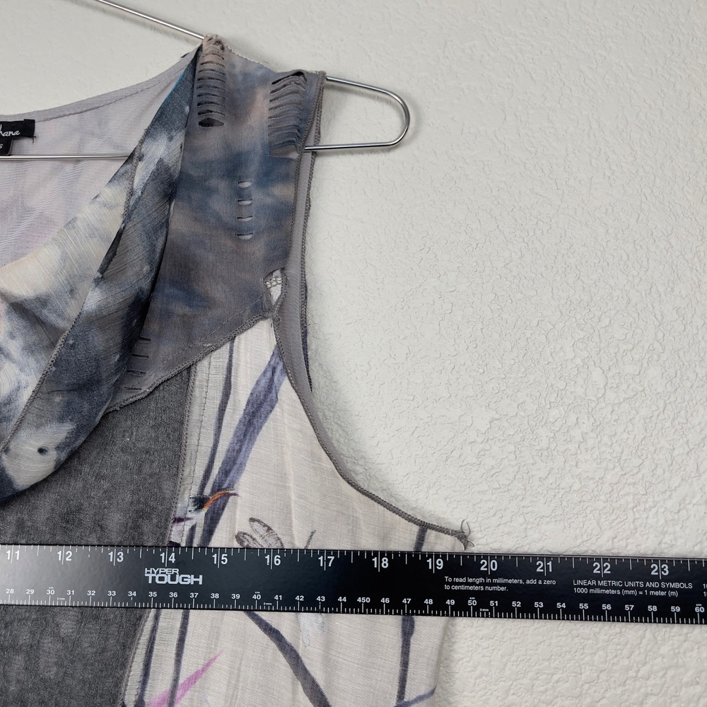 Shana Mini Dress Tunic Top Mixed Media Grey Small Artsy Whimsy Lagenlook Y2K - Picture 7 of 7